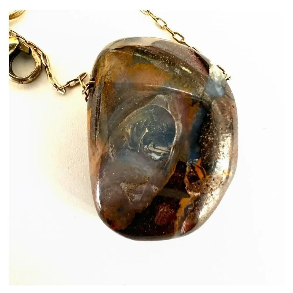 Gold filled boulder opal pendant necklace